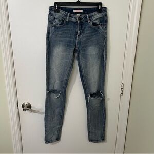 Refuge Women’s Blue Denim Ripped Skinny Jeans